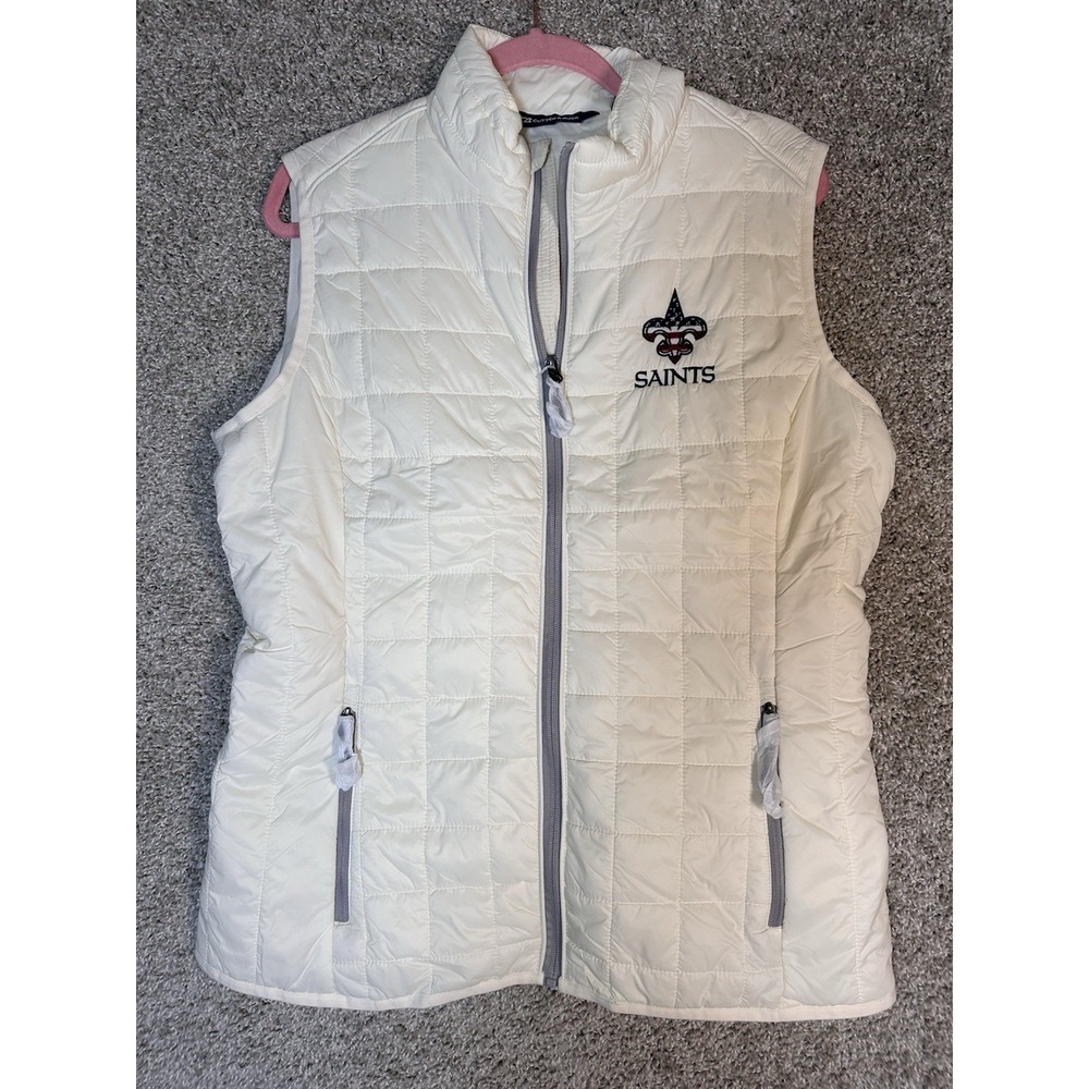 Women's L Cutter & Buck White New Orleans Saints Americana Rainier Full-Zip Vest